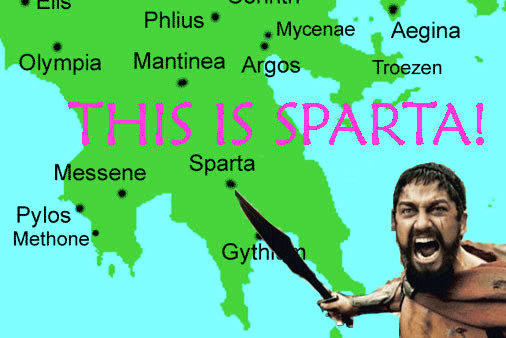 This is Sparta!!! meme location on map Greece