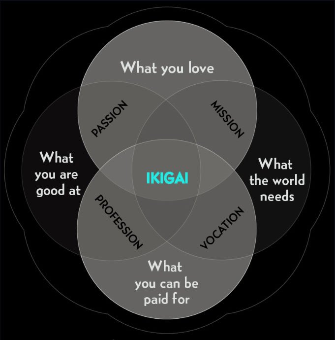 Ikigai Diagram To Find Your Purpose with your Passion, Profession, Vocation and Mission